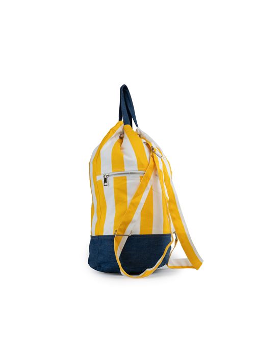 Zaino da spiaggia con stampa a righe Giallo/Bianco/Denim Mc2 Saint Barth | BEACH BACKPACK02080H STRIPES POP V91